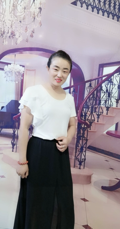 Mùa hè mới phương thức voan xù tay áo sơ mi nữ cá tính kích thước lớn áo sơ mi nữ ngắn tay bất đối xứng - Áo phông áo phông nữ rộng
