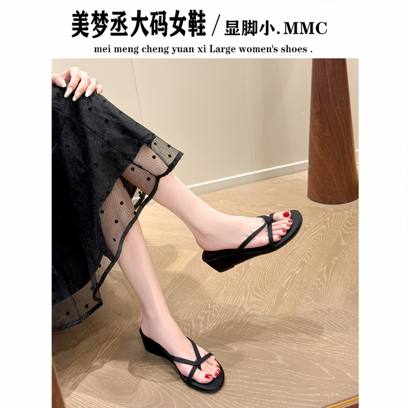 Dreamy~ Black Thong Wedge Flip-Flops for Women, Summer Open-Toe Thin Strap Sandals, Stunning Plus-Size Shoes Dreamy~ Black Thong Wedge Flip-Flops for Women, Summer Open-Toe Thin Strap Sandals, Stunning Plus-Size Shoes