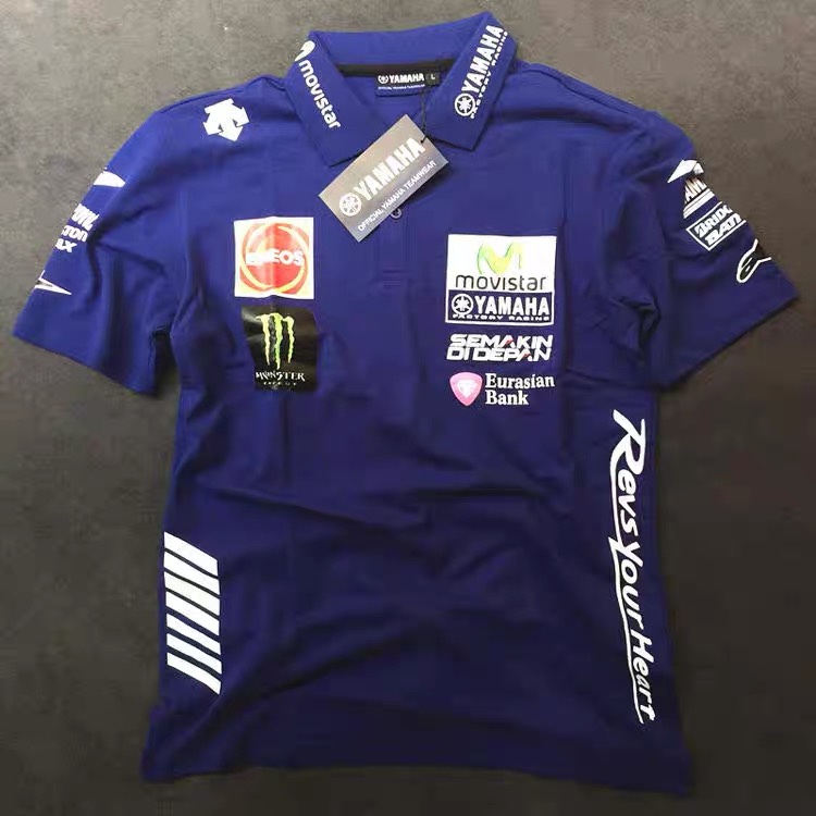New Motogp Yamaha Motorcycle Cycling Motorcycle Short-Sleeved Polo Shirt Pure Cotton Polo Shirt Racing T-Shirt
