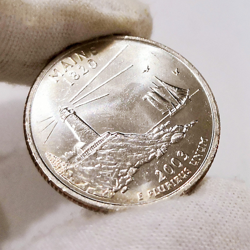 Foreign coins brand new US state coins 25 cents Single coin Summer Maine commemorative coins 2003 True foreign currency