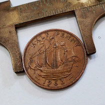 Foreign Coin British Half Pence Bronze Coin 1963 Pirate Ship Chocolate Bag Berries Real Shot EUROPEAN COINS