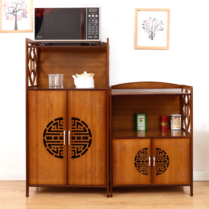 Tea-colored microwave oven retro dining side cabinet with door living room kitchen containing locker cupboard cupboard and bowl student bookshelf