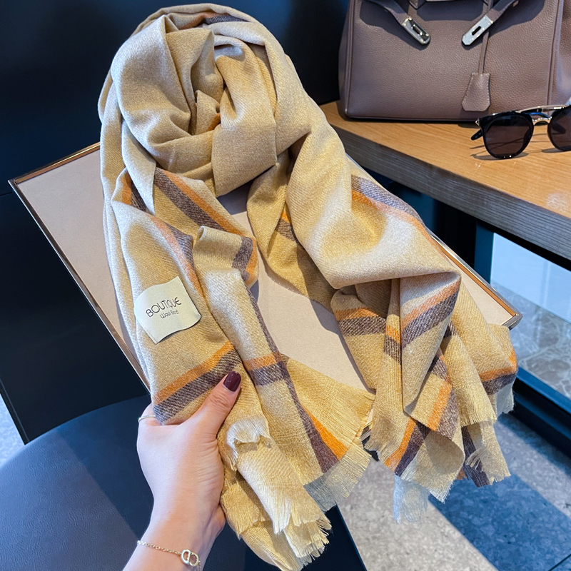 Cailin Kelin Brief Soft Glutinous Cashmere Scarf Woman Autumn Winter Art Casual Long Version Couple Shawl Shoulder