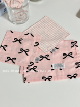 ours_oir｜Imported fabric-ins pink grid black pink bow double-sided handmade coasters placemats decorative mats