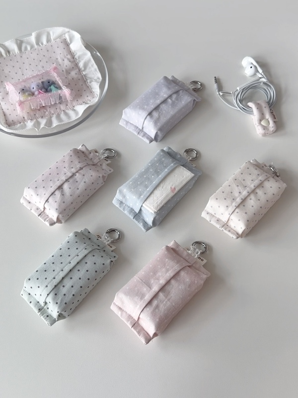 Ours_Oir|Light-Colored 6-Color Polka Dot Korean-Style Handmade Lace Mini Tissue Bag Sanitary Napkin Storage Bag with Hanging Loop Ours_Oir|Light-Colored 6-Color Polka Dot Korean-Style Handmade Lace Mini Tissue Bag Sanitary Napkin Storage Bag with Hanging Loop