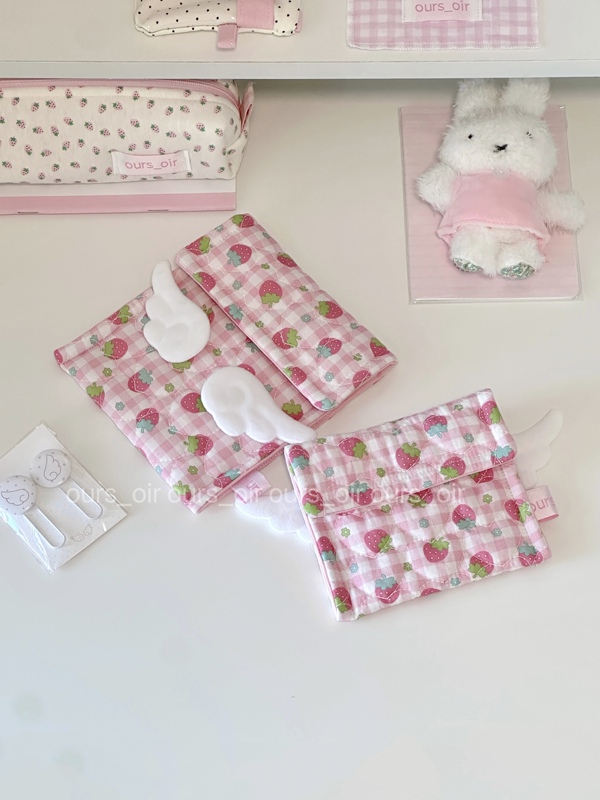 Ours_Oir|Korean Fabric - Strawberry Angel Series Magnetic Coin Purse, Small Card Storage Bag, Sanitary Pad Bag Ours_Oir|Korean Fabric - Strawberry Angel Series Magnetic Coin Purse, Small Card Storage Bag, Sanitary Pad Bag