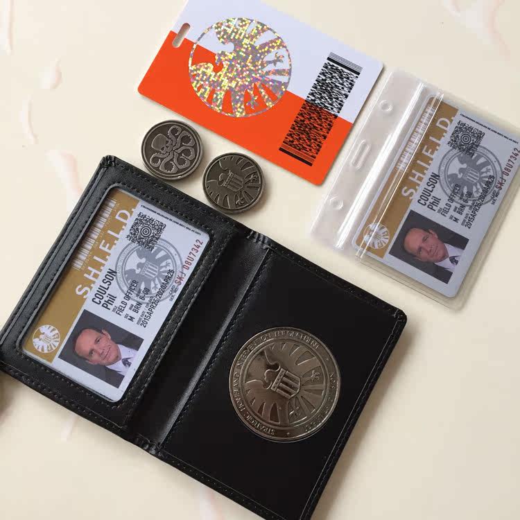 Shield Authority Secret Service SHELD Metal Badge Genuine Leather Credential Clip ID Card Fitting Driving License Customizable Card