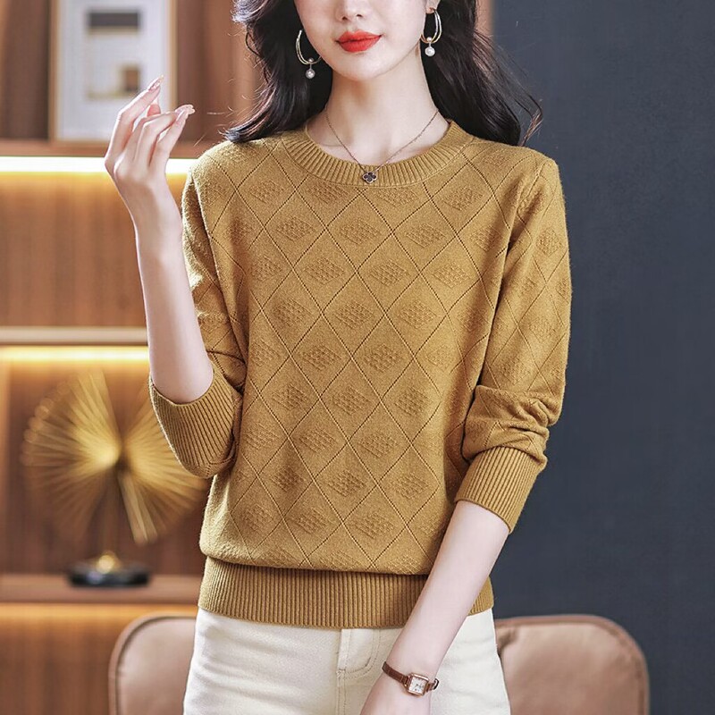 2026 Spring Thin Sweater Hollow Knitwear Round Neck Stylish Top Base Shirt Spring and Autumn Fashion Versatile Top