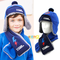 South Korea winghouse childrens hat scarf USA captain winter wind protection ear plus velvet two-piece boy