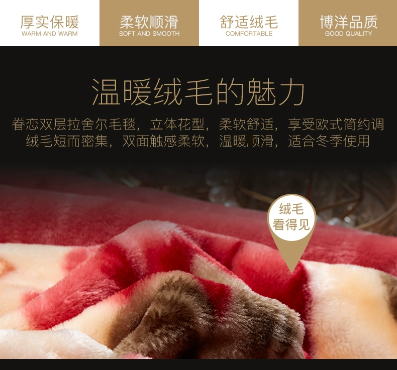 Bo Yang dệt đôi chăn raschel Độc chăn giải trí đúp nhung san hô dày ấm áp mùa thu và mùa đông ngủ trưa - Ném / Chăn