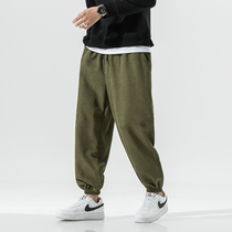 Light core suede pants male tide Billboard trendy 100 lap big code bunches foot casual pants 2021 fall loose sport long pants men