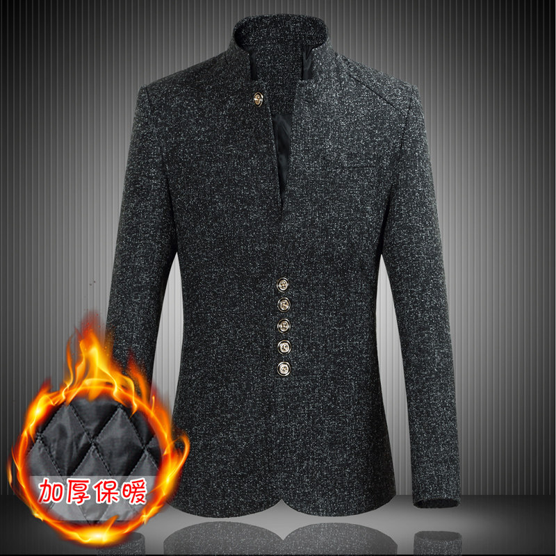Zhongshan dress men's Chinese style men's size Chinese li collar suit autumn and winter thick suit jacket