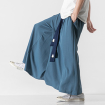 Ice Silk Casual Pants Men Loose Straight Cylinder Hanfu Fall Pituitary Pants Men Big Code Broadlegged Pants Big Footed Pants