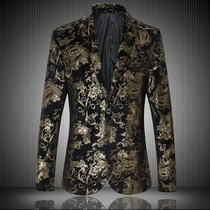 Spring mens bronzing casual Western suit Korean version Collar Small Suit Nightclub small guys hair type Division Junior large code jacket