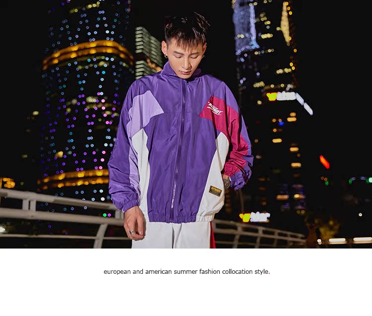 Áo khoác nam cá tính đường phố tương phản màu sắc hip hop áo khoác thủy triều thương hiệu cổng gió đôi đồng phục áo gió giản dị đồng phục bóng chày MA-1 áo gió đôi