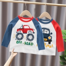 Special cabinet Foreign Trade Tail Korean Childrens Fashion Spring New Boys Long Sleeve T-shirt Cartoon Baby Top Tide