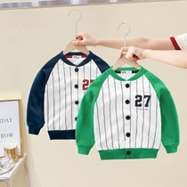 Foreign Trade Childrens Clothing New 2023 Spring Baby Clothes Boys 27 Pure Cotton Sweater Button Movement thin coat