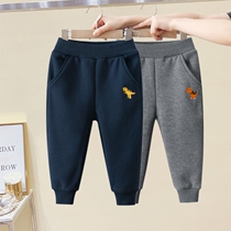 Brand foreign trade childrens clothing Han 2023 autumn and winter new sports pants plus boy pants cartoon dinosaur trousers