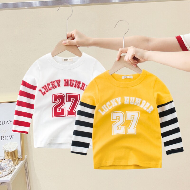 Counter 2022 autumn children's clothing Korean version boys long-sleeved T-shirt cotton clothing middle and small children's baby bottoming shirt tide