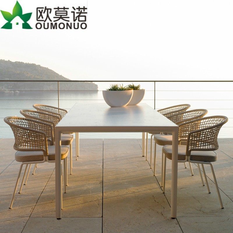 Outdoor table and chairs Sofa rattan table and chairs Dining Room Rattan Chair Outdoor Nordic Casual Chair Tea Table Balcony Garden Patio Chair
