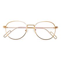 Retro round frame presbyes glasses for men and women Korean version of large frame Net red flat light anti-radiation anti-blue HD resin lens