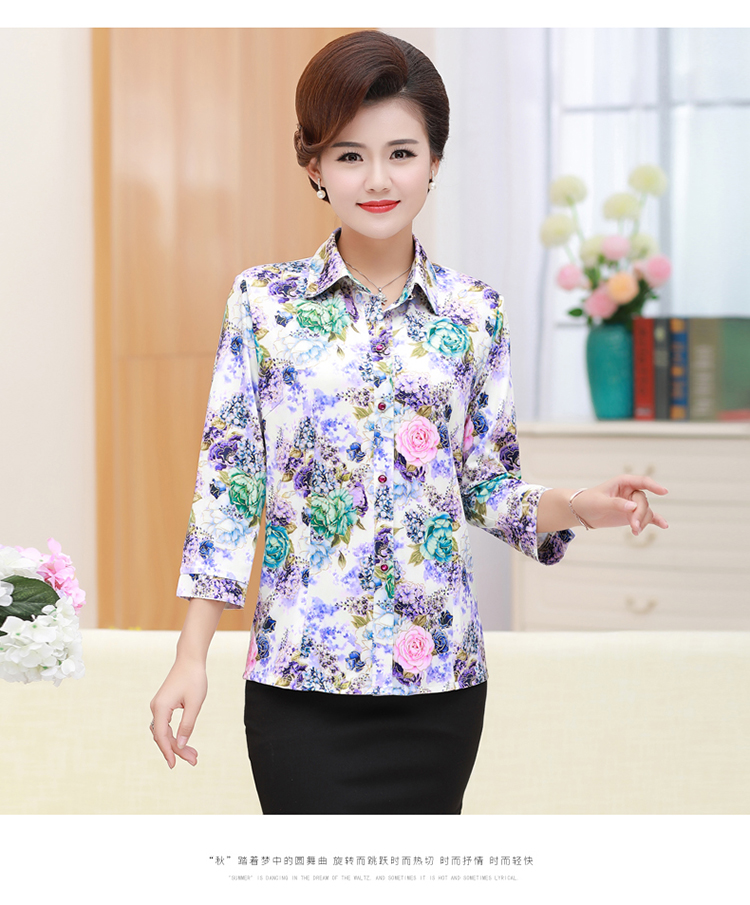Áo sơ mi nữ trung niên mới áo dài tay 50 tuổi 60 mẹ mùa hè bà ngoại mùa xuân áo trung niên - Quần áo của mẹ áo vest nữ trung niên