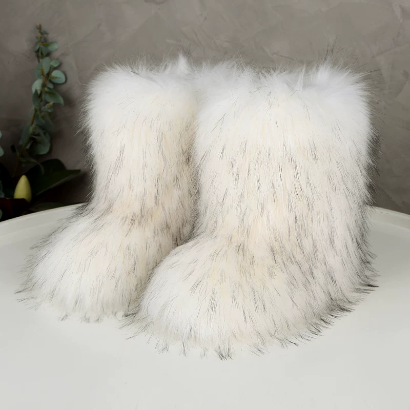 Пуховики-ботинки GAL Mao Mao Snow Boots Winter Winter New Spicy Girl Set Thicked Improved Improved Portrait Fox Mao Ping Меховая подошва сапоги