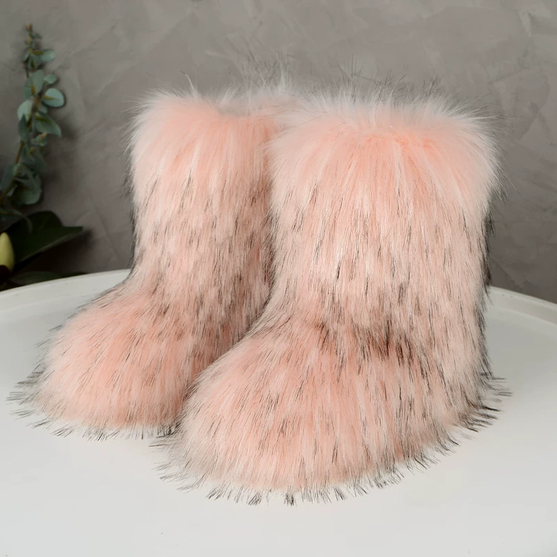 Пуховики-ботинки GAL Mao Mao Snow Boots Winter Winter New Spicy Girl Set Thicked Improved Improved Portrait Fox Mao Ping Меховая подошва сапоги