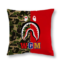 Trendy brand pillow Ape Man Will Not Die Two-color Shark Head Red Fashion Square Pillow Car Pillow Sofa Cushion Home Furnishing