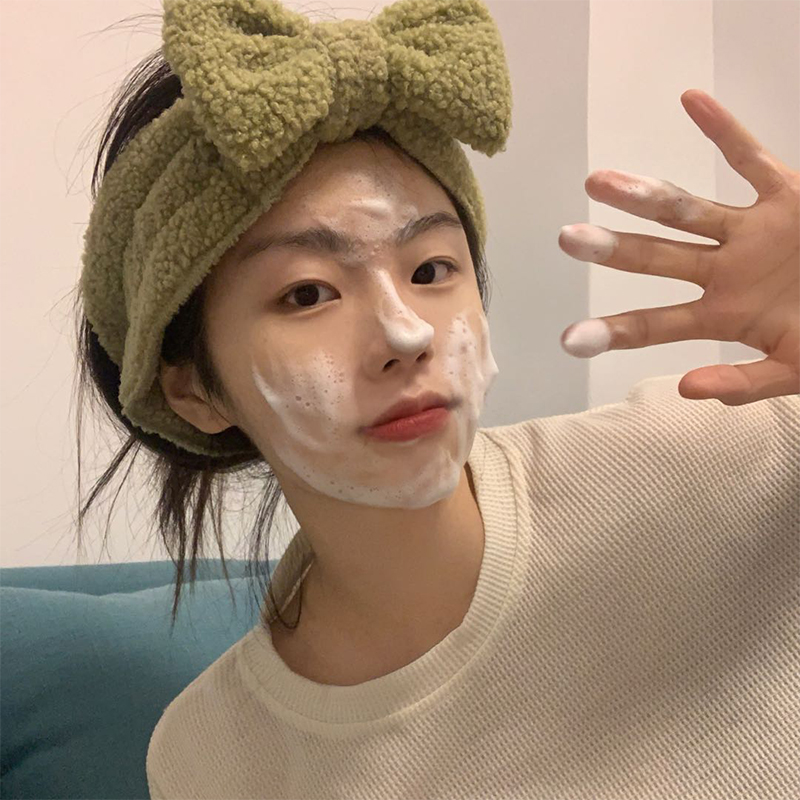Cute butterfly knot hair with female wash face special hair stirrup big head circumference lamb hair bouquet hair with makeup coated face film hair stirrup