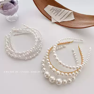 Pearl hair hoop women go out retro simple hair hoop pressure hair hair card Lady temperament hair band Korean head jewelry
