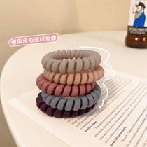 Candy Color Telephone Line Hair Ring Female Leather Fascia Hair No Mark Hair Rope Korea Ins Brief Temperament Head Rope