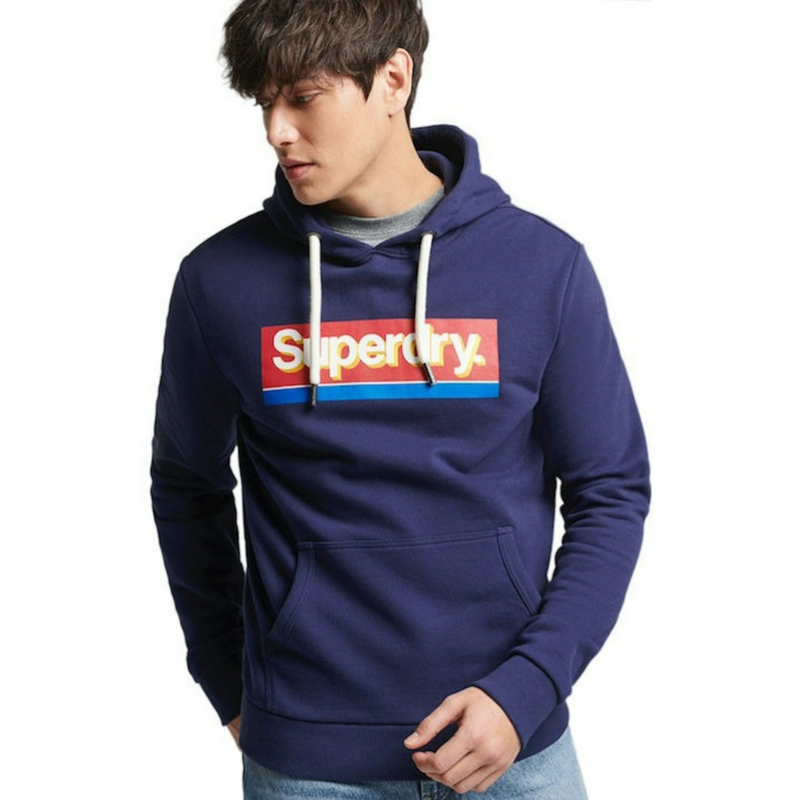 Exported to the Uk, Superdry Extreme Dry Vintage Screen-Printed Men's Spring and Autumn Terry Cotton Outdoor Sports Hooded Sweatshirt