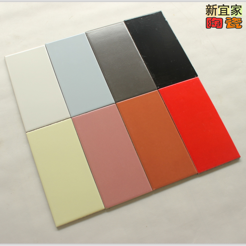 Countryside Home Sky Blue Red Guangdong Exterior Wall Tiles Outdoor 10X20 Green Porcelain Sheet Tiles Pure color glazed surface brick