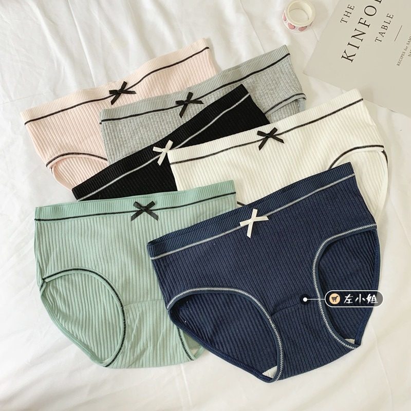 Four pairs of panties pure cotton anti-bacterial young women, breathable students, triangular shorts, low waist, Japanese bottoms 100% cotton