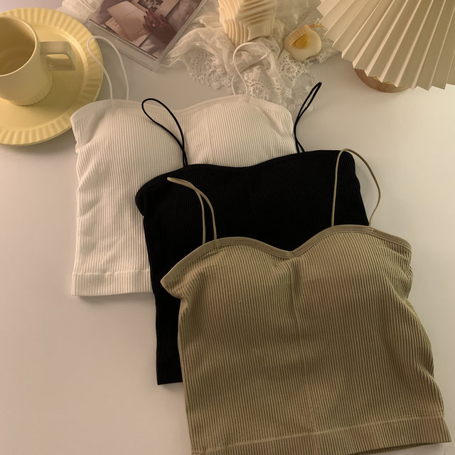 Sweet hot girl camisole women's inner wear summer with chest pad bottoming tube top design sense niche short top outer wear