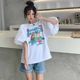 White short-sleeved t-shirt women's summer 2021 new design sense niche chic lantern puff sleeve top clothes ins tide