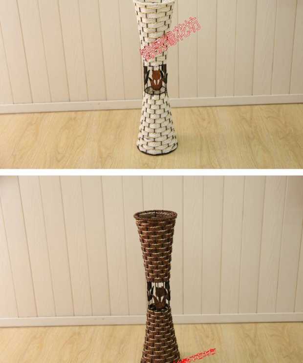 Bình hoa sàn phòng khách bằng gỗ mây cao 60cm hoa khô cành hoa bình hoa - Vase / Bồn hoa & Kệ chau nhua trong cay