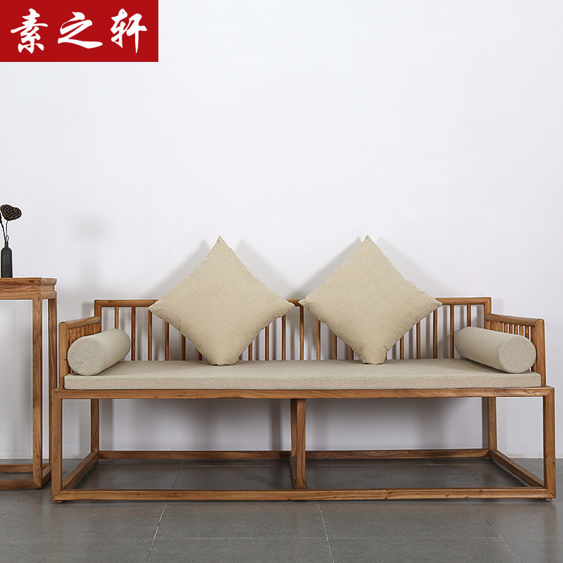 New Chinese simple Luohan bed collapse guifei bed old elm wood solid wood sofa bed Zen paint-free bed tatami and mortise furniture