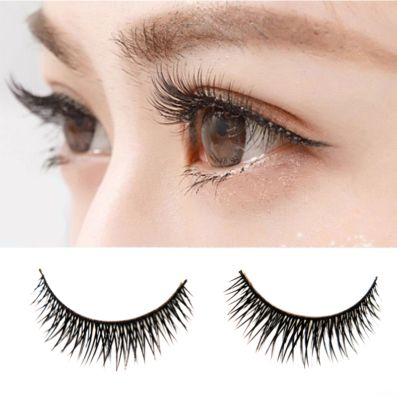 9,9 eyel Lông mi giả đan chéo tự nhiên dày dày đen dài 1 cặp không có keo - Lông mi giả keo gắn mi