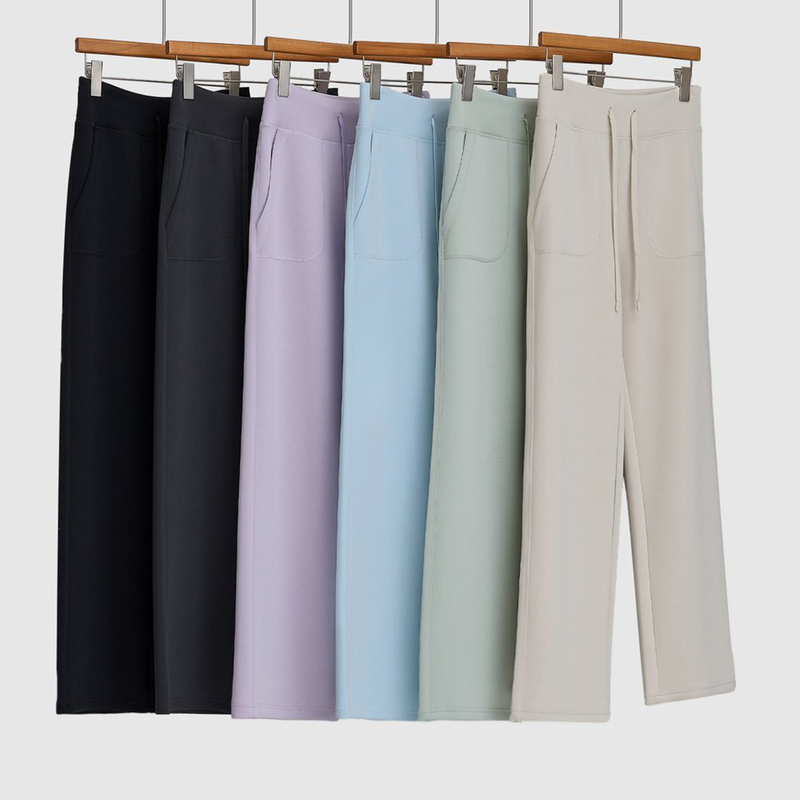 26 Spring Collection Sporty Slimming Long Pants Retro Modal Four-Way Stretch Pants Elastic Waist Straight-Leg Casual Pants for Women