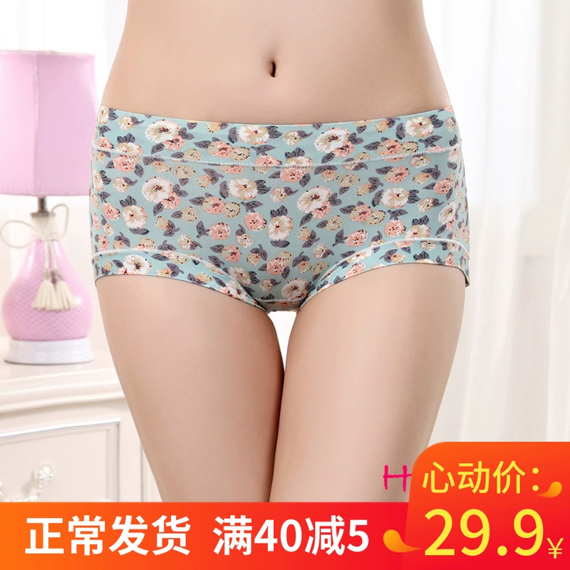 4 Gói Quần lót Nữ Băng lụa Giữa eo Eo cao Kích thước lớn Bụng Không có dây đeo Cotton Sexy Quần lót nữ gợi cảm - Giống cái