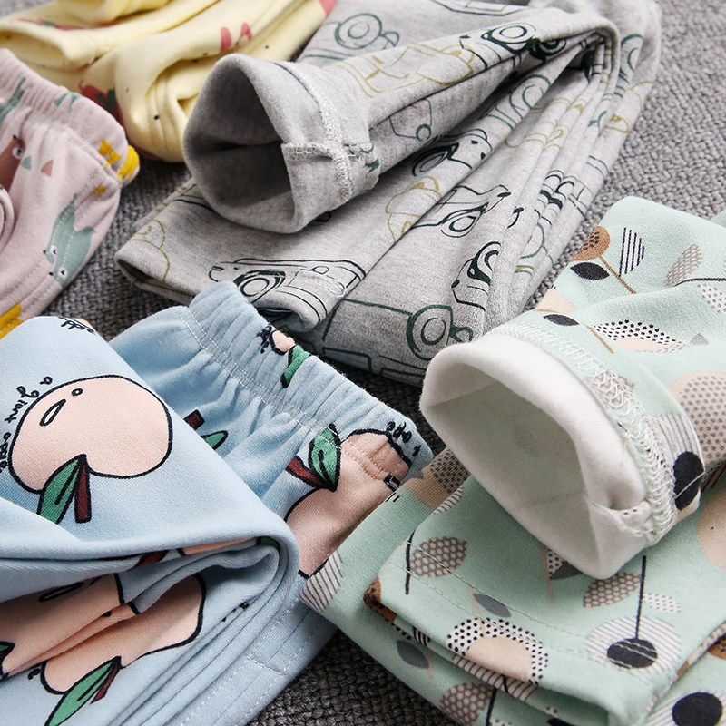 Children's pants 2019 spring and autumn new thin velvet children's warm pants boys and girls baby leggings pure cotton children's