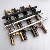 With frame glass door pull handle inclined feet rose gold black titanium stainless steel push-pull wood door handle white steel door side loading armrests