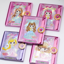 a5 Childrens diary Gyro code book for primary school students with locks Princess girl notebook Good-looking book for girls