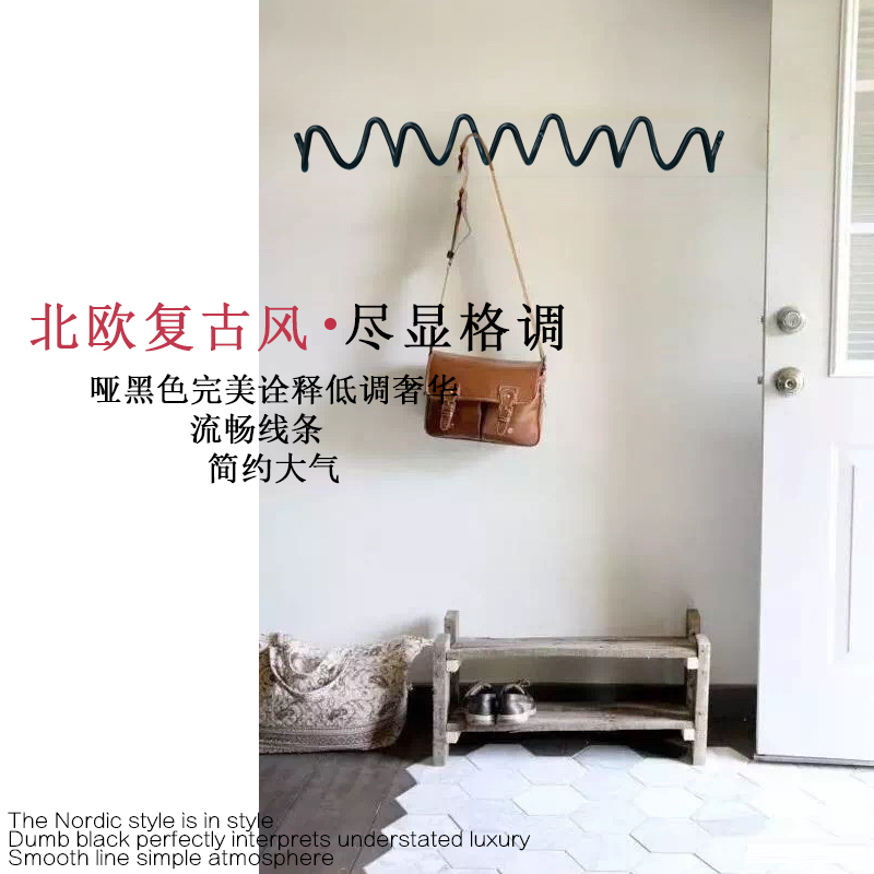 ins hook Nordic wave design wrought iron wall decoration porch wall hanging coat hook decoration creative coat hook