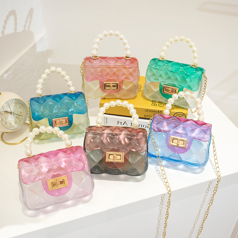 Pearl Handbag Kidsren's Bag Cute 2026 New Summer Transparent Jelly Bag Girls Crossbody Bag Mini