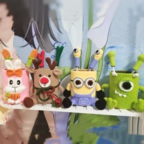 Hand hooked finished wool crocheted cartoon pen holder with personality