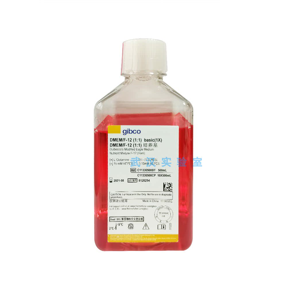 GIBCO  D-MEM/F-12液体培养基LIFE C11330500BT 含L-谷氨酰胺和酚