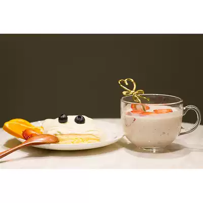 ins breakfast cup large capacity Oatmeal cup with lid spoon household milk yogurt cup heat-resistant glass microwave heating